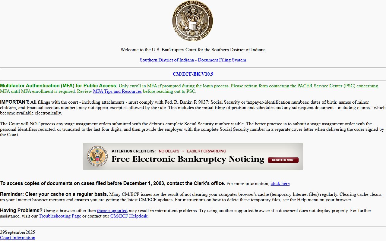 Tipton County Clerk court records federal bankruptcy CM ECF page