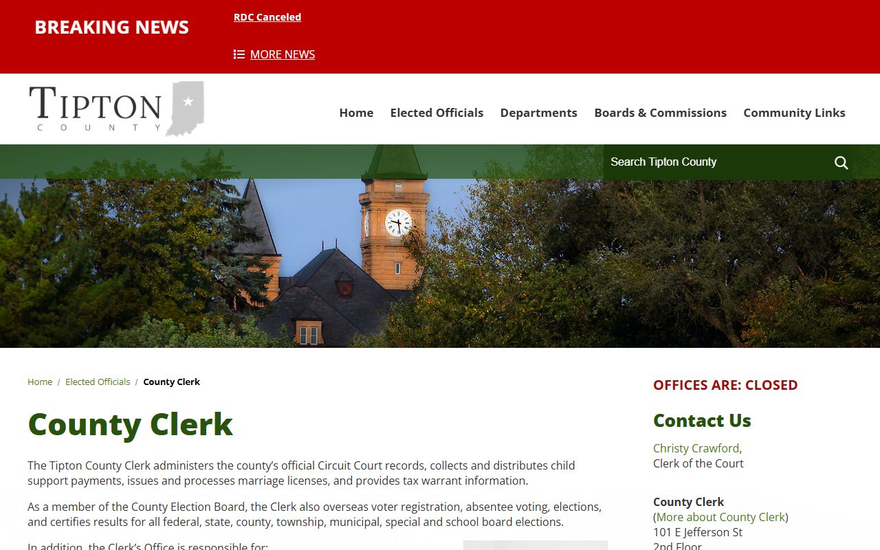 Tipton County Clerk court records page