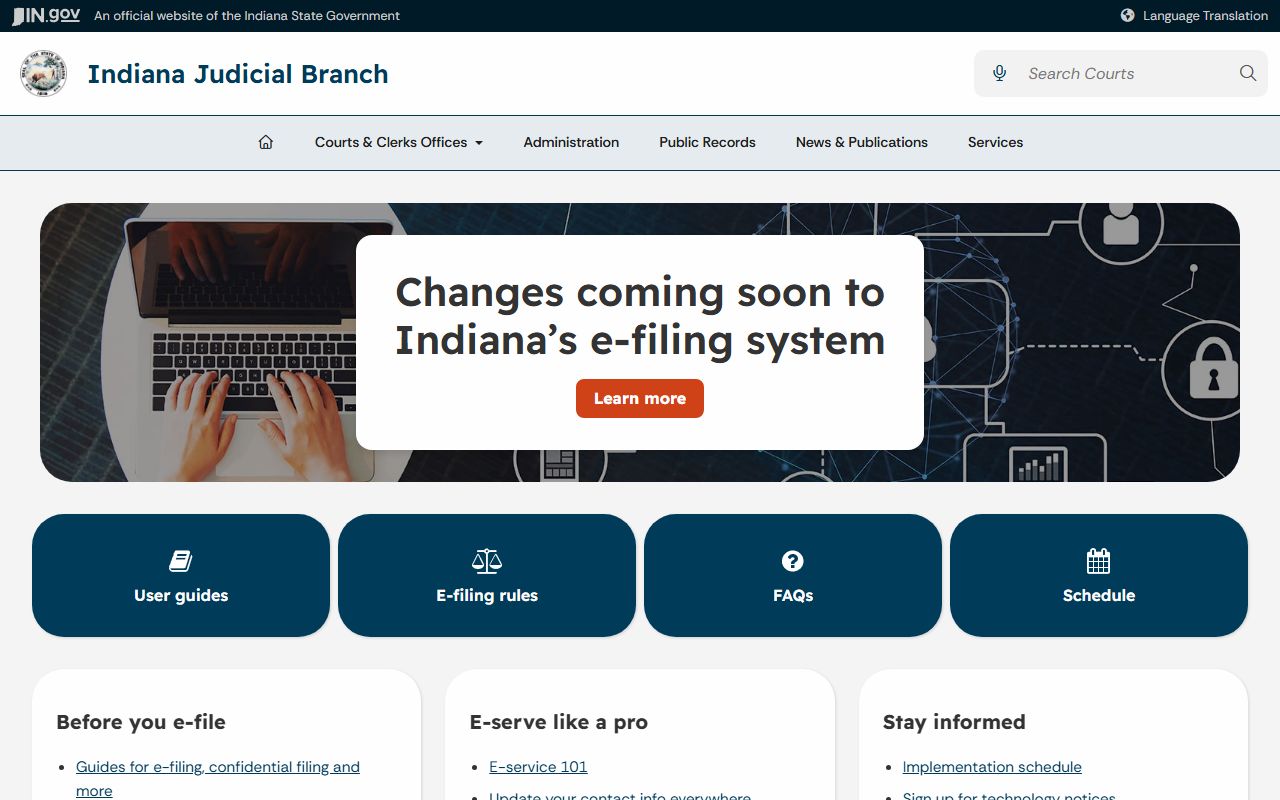 Tipton County court records Indiana e-filing information