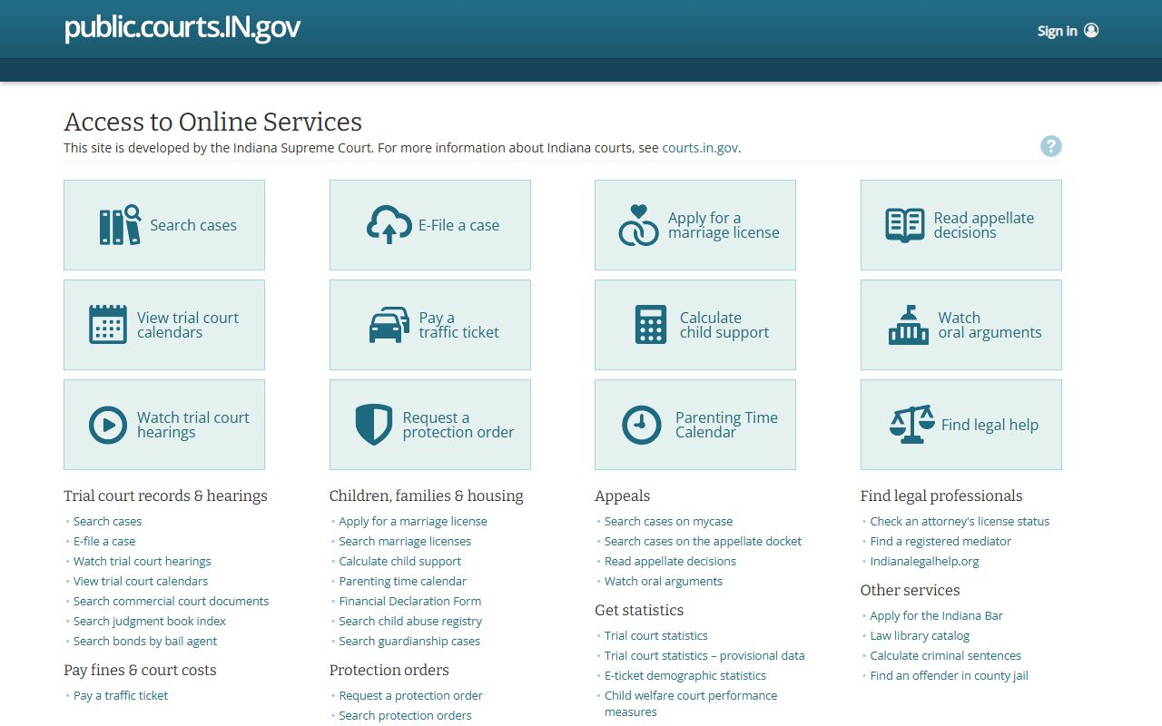 Tipton County court records Indiana online court services