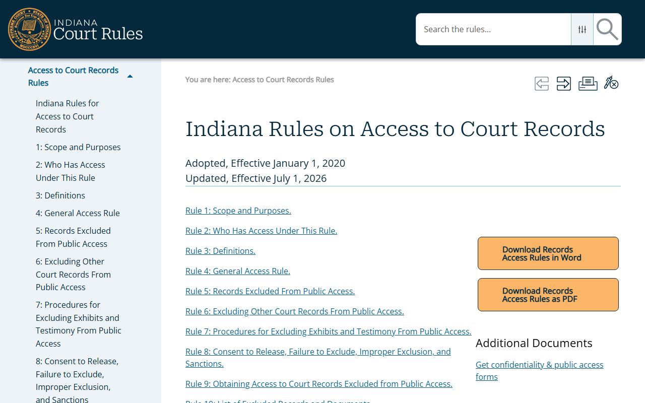 Tipton County court records Indiana access rules