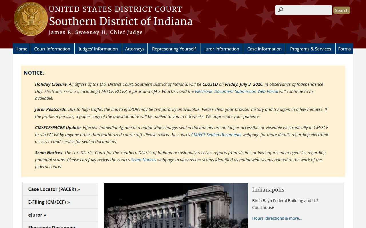 Tipton County Circuit Court records federal Southern District of Indiana page