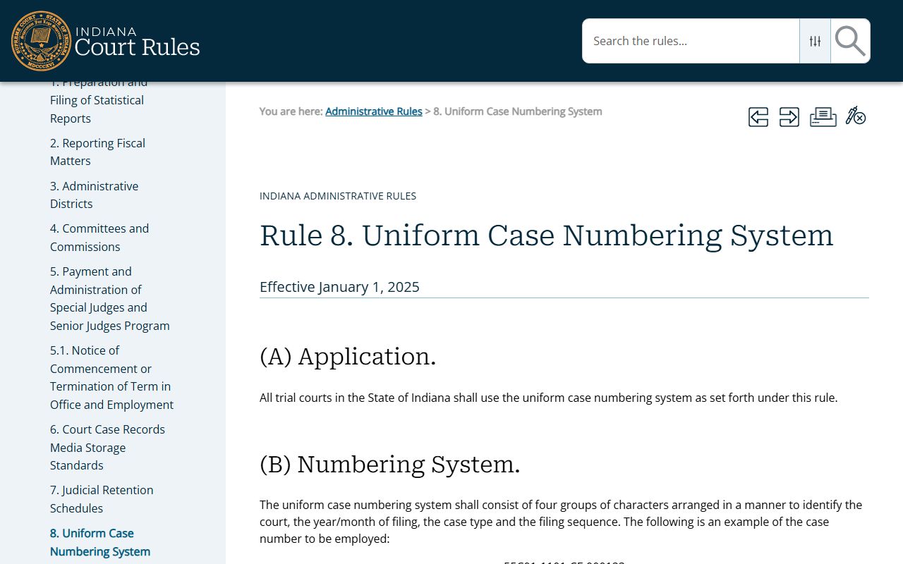 Tipton County court records Administrative Rule 8 court identifiers