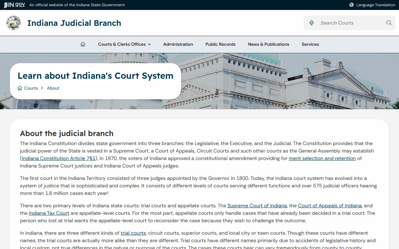 Tipton County court records Indiana court structure page